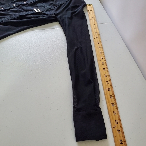 Bisou Bisou Sheer Black Top Size M Snap Front Buckle Pocket Shirt Cyber Goth - Picture 10 of 13